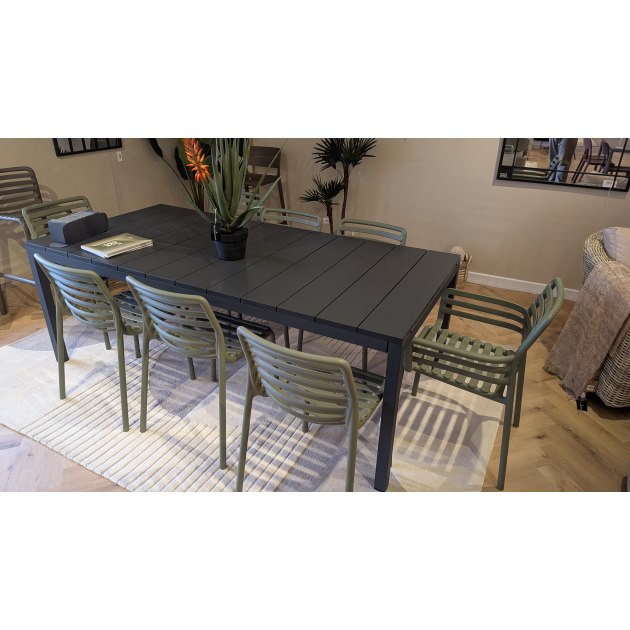 Nardi Rio 210cm Extending Garden Table In Colour Anthracite With 6 x Doga Agave Chairs & 2 x Armchai Nardi Rio 210cm Extending Garden Table In Colour Anthracite With 6 x Doga Agave Chairs & 2 x Armchai