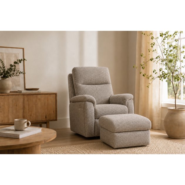 G-Plan Kingsbury Power Recliner Chair w/ Headrest & Lumber & Storage Footstall