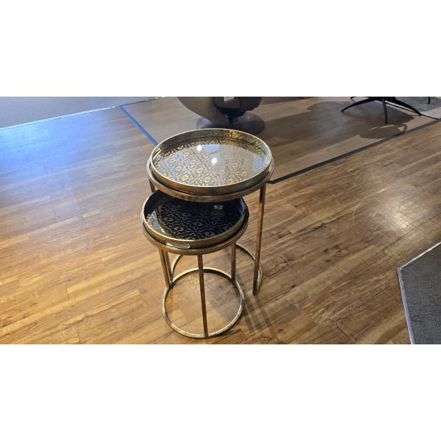 Vienna Antique Gold Diamond S/2 Tray Table Vienna Antique Gold Diamond S/2 Tray Table