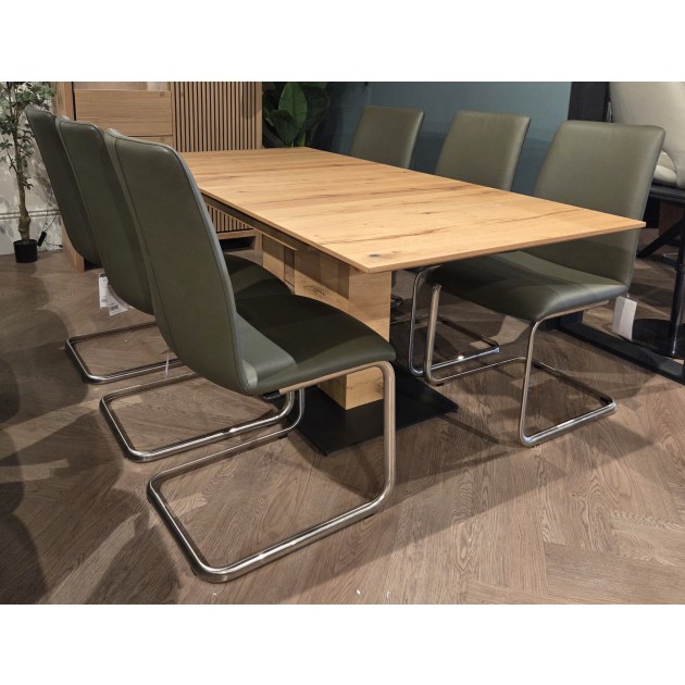 Venjakob Dining Table and 6 Leather Chairs Olive