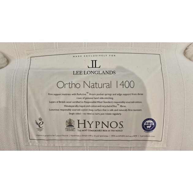 Hypnos Ortho Natural 1400 5'0" Hideaway Divan Set & 150cm Eleanor Headboard Hypnos Ortho Natural 1400 5'0" Hideaway Divan Set & 150cm Eleanor Headboard