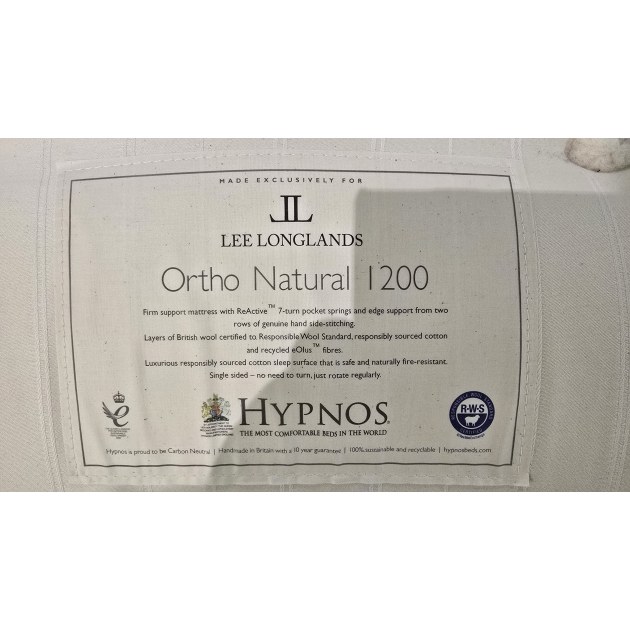 Hypnos Ortho 1200 Natural 5'0" Super Storage Ottoman Divan Set with 150cm Isobella Euro Slim Headboa Hypnos Ortho 1200 Natural 5'0" Super Storage Ottoman Divan Set with 150cm Isobella Euro Slim Headboa