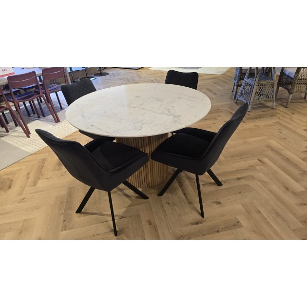Raffi Dining 120cm Round Table & 4x Norfolk Dining Armchair