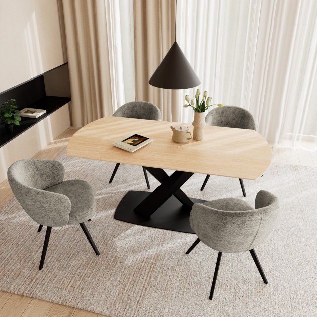 Malaga Ceramic Extending Dining Table | Sand | 120-180cm