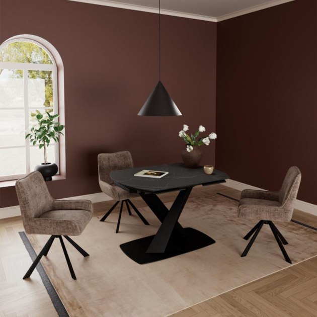 Malaga Ceramic Extending Dining Table | Black | 120-180cm