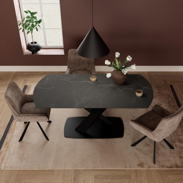 Malaga Ceramic Extending Dining Table | Black | 120-180cm