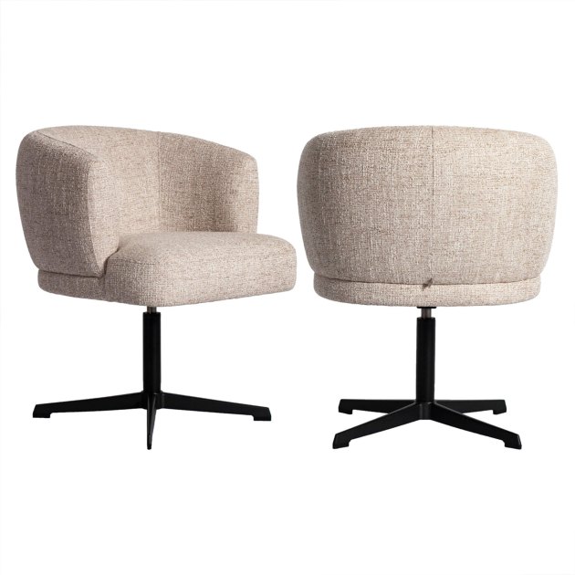 Dinan Cream Tweed Swivel Dining Chair