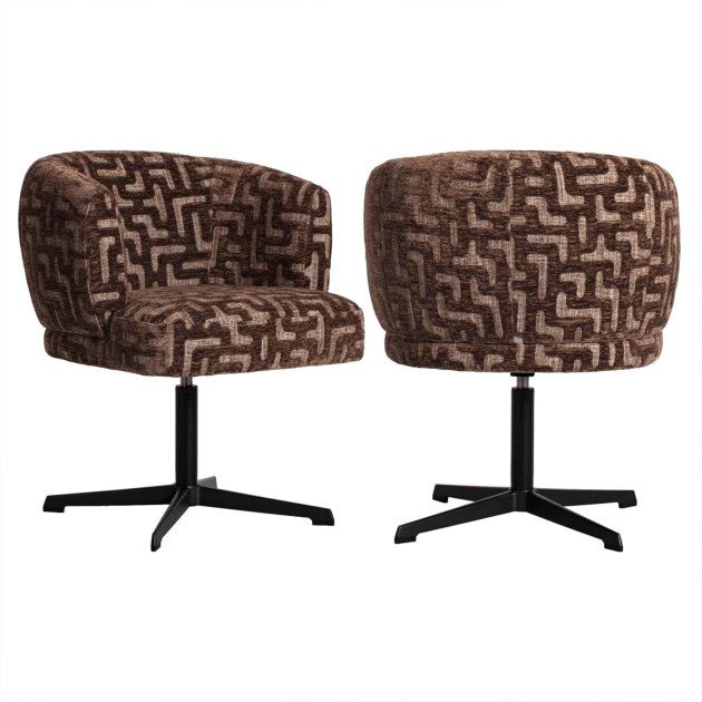 Dinan Brown Labyrinth Swivel Dining Chair