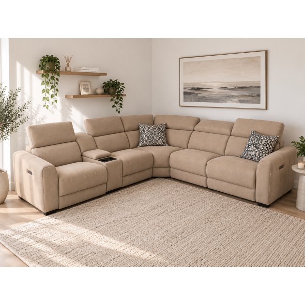 Jessie Corner Group Plus Music & Console In Fabric Jessie Corner Group Plus Music & Console In Fabric