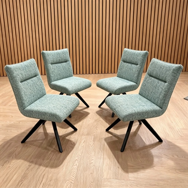FIFI Dining Chairs Swivel x4 in Teal Fabric