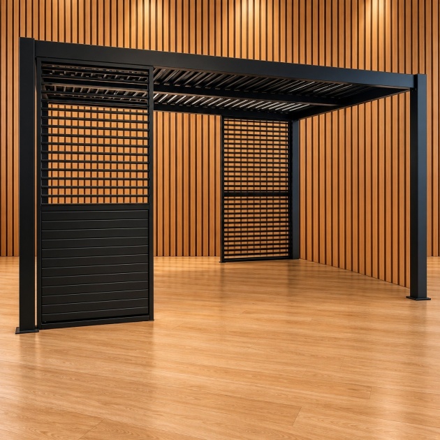 Messina Pergola & x2 swivel louvre screens