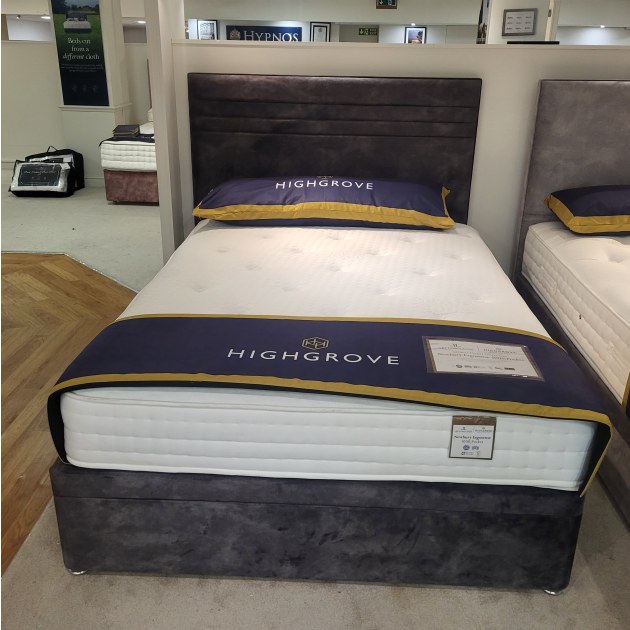 king size newbury 1000 spring mattress and side lift ottoman with compton headboard