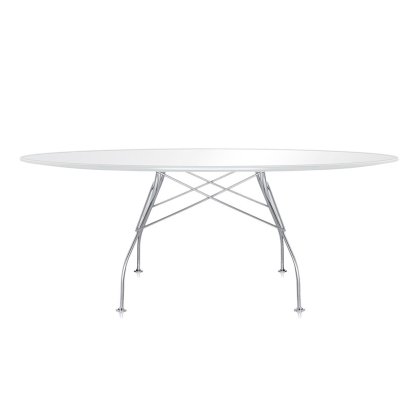Kartell Glossy by Antonio Citterio Oval White Glass Table Kartell Glossy by Antonio Citterio Oval White Glass Table