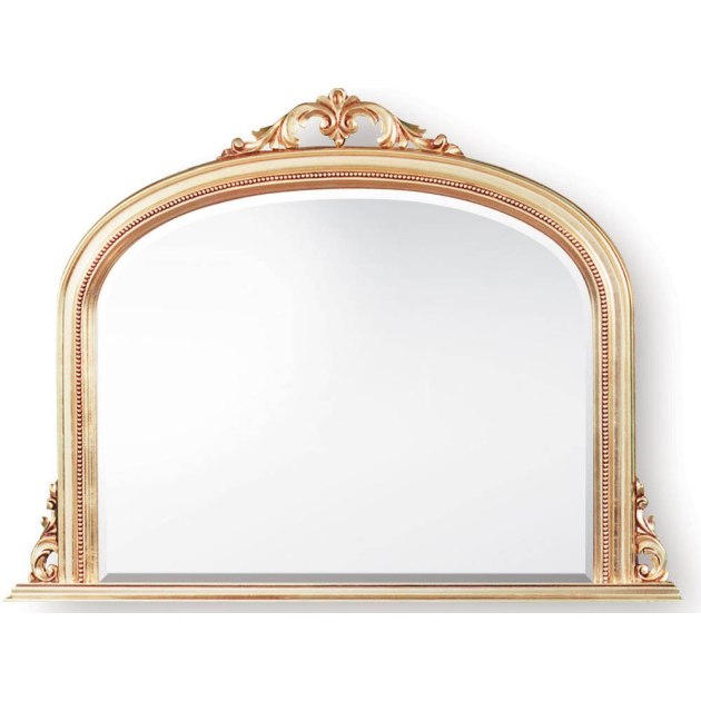 Gold Leaf Overmantle With Centre & Side Crest Details