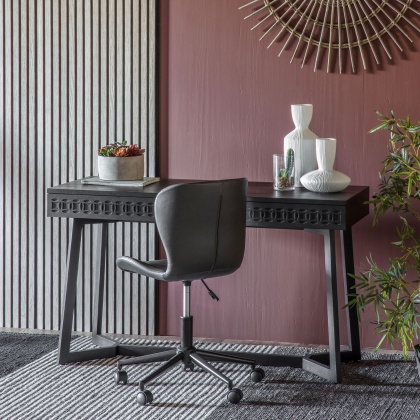 Gallery Direct Boho 2 Drawer Desk, Black