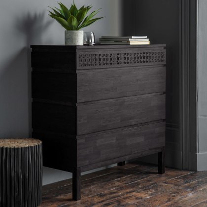 Gallery Direct Boho 4 Drawer Chest, Black