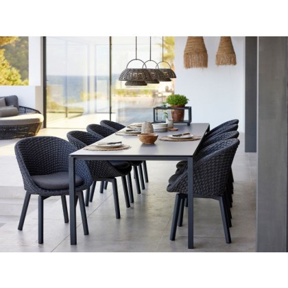 Cane-line Peacock Dark Grey Chair W/ Black Aluminum Legs