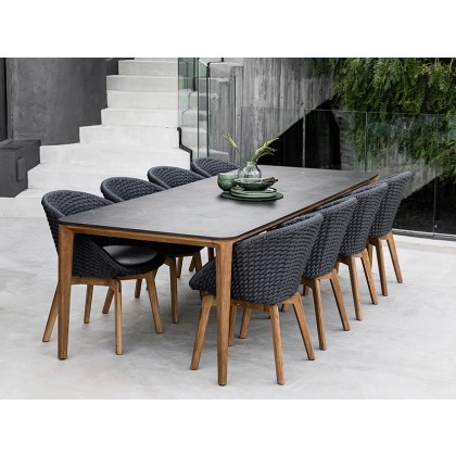 Cane-line Peacock Dark Grey Chair W/Teak Legs Cane-line Peacock Dark Grey Chair W/Teak Legs