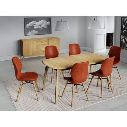 Malin Mid Century Modern Extending Oak Dining Table 160-200cm