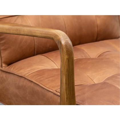 Bayside Mid-century Modern Armchair - Vintage Brown Leather