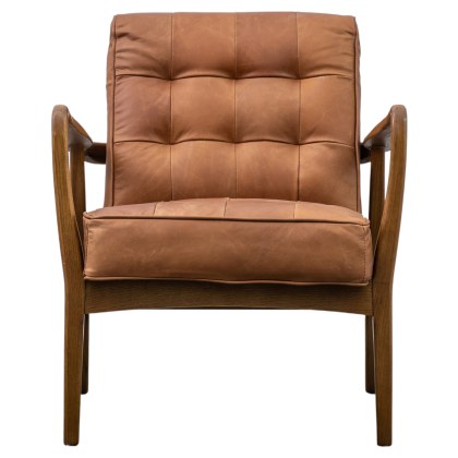 Gallery Direct Humber Mid-century Modern Armchair - Vintage Brown Leather