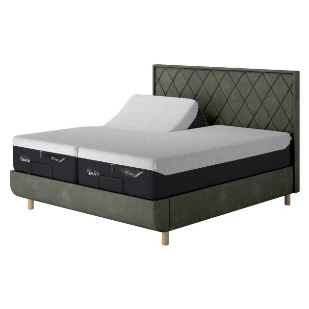 Tempur Arc King Adjustable Disc Divan Bed Base - Quilted Headboard Tempur Arc King Adjustable Disc Divan Bed Base - Quilted Headboard