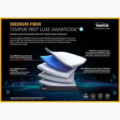 Tempur Pro Luxe 30cm SmartCool - Medium/Firm Long Single Mattress
