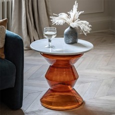 Turin Marble and Glass Lamp Table