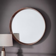 Gallery Direct Keaton Round Mirror Walnut, Small