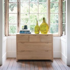 Ercol Bosco Bedroom Oak 5 Drawer Wide Chest