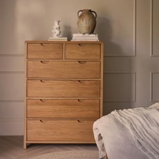Ercol Bosco Bedroom Oak 6 Drawer Tall Wide Chest