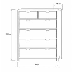 Ercol Bosco Bedroom Oak 6 Drawer Tall Wide Chest