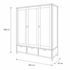 Ercol Bosco Bedroom Oak 3 Door Wardrobe