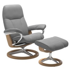 Stressless Consul Medium Chair & Stool with Signature Base Quickship Stressless Consul Medium Chair & Stool with Signature Base Quickship