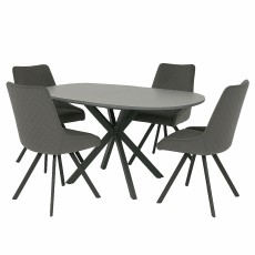Busby Grey Extending Dining Table & 4 Norfolk Grey Dining Chairs