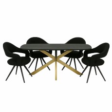 Chambery 230cm Danish Oval Dining Table with 4 Jasmine Black Boucle Chairs