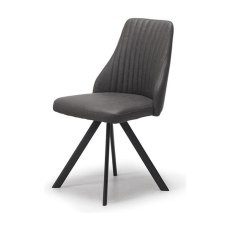Francesco White Extending Dining Table & 4 Dark Grey Dallas Dining Chairs