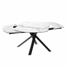 Giza 130cm Marble Extending Dining Table & 4 Milford Blue Dining Chairs