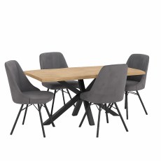 Habufa 2.1m Metaluxe Dining Table & 4 Anthracite Eefje Dining Chairs