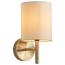 Gallery Direct Brio Wall Light – Antique Brass with Cream Faux Silk Shade