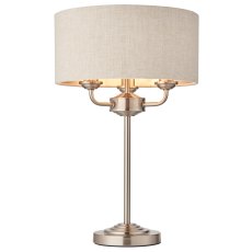 Highclere 3-Light Pendant – Brushed Chrome with Natural Linen Shade Highclere 3-Light Pendant – Brushed Chrome with Natural Linen Shade