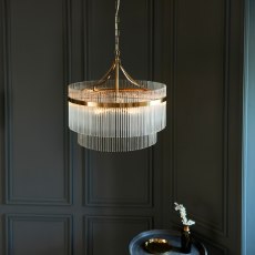 Marietta 5 Light Pendant – Antique Brass & Clear Glass Rods Marietta 5 Light Pendant – Antique Brass & Clear Glass Rods