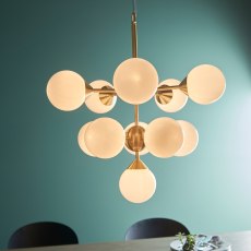 Oscar Pendant Light Brushed Gold with Gloss White Glass
