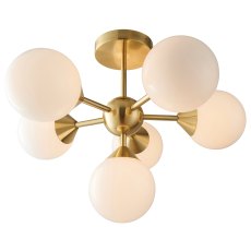 Gallery Direct Oscar Ceiling Light Brushed Gold with Gloss White Glass