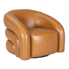 Cascade Leather Swivel Chair- Brown