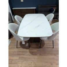 Lugano, 160cm Fixed Dining Table Plus 4 x Lily Curved Back Chairs Lugano, 160cm Fixed Dining Table Plus 4 x Lily Curved Back Chairs