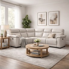 Torino Power Recliner Corner Sofa w/ Power Headrest & Lumber