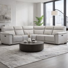 Torino Power Recliner Corner Sofa w/ Power Headrest & Lumber