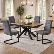 Fucino 160-200cm Extendable Dining Table & 4 Grey Cantilever Dining Chairs Fucino 160-200cm Extendable Dining Table & 4 Grey Cantilever Dining Chairs
