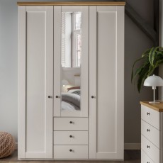 Wiemann Linate 150cm 2 Wood 1 Mirror Door 3 Drawer Wardrobe